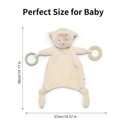 Miniatura 6 de Loveys para bebés, Lovey incluye mordedor de silicona, manta de seguridad de animales de peluche suave, juguete para acurrucarse, para niños y niñas