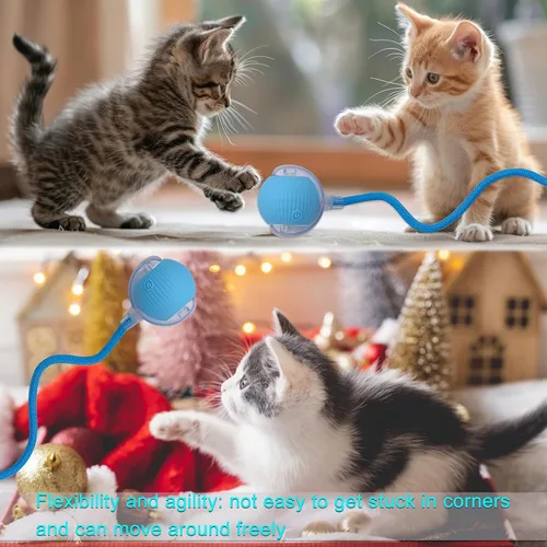 Miniatura 9 de Pelota interactiva de juguete para perros y gatos: pequeño juego para mascotas con luz LED y cola de cuerda para activar el movimiento, lindo regalo