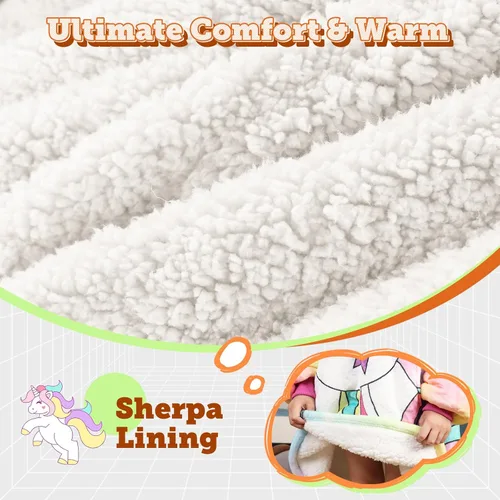 Miniatura 3 de Sudadera tipo manta portátil para niños, de gran tamaño, con capucha, de sherpa, con bolsillo en la capucha y mangas, para niños pequeños, lindas