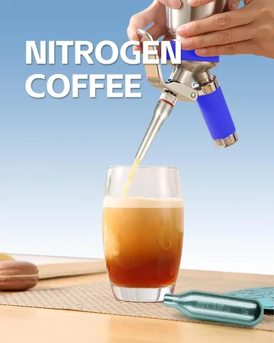 Miniatura 7 de Mosa Dispensador profesional de crema batida de acero inoxidable de 1 cuarto (1 litro), batidora de crema 3 en 1, máquina de preparación fría nitro