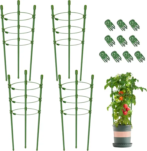 Miniatura 11 de Legigo Paquete de 3 jaulas de soporte para plantas, jaulas de tomate para jardín, estacas ajustables de 18 pulgadas para plantas enrejadas, anillos