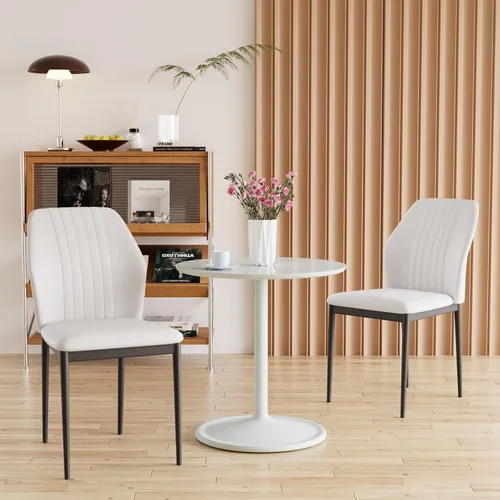 Miniatura 11 de ZckyCine Silla de comedor de piel sintética, silla de sala de estar, moderna silla auxiliar sin brazos de cocina con patas de metal