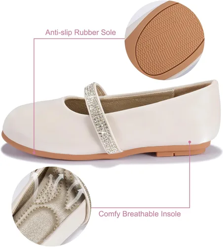 Miniatura 3 de Zapatos de vestir para niñas con flores, zapatos de princesa Mary Jane, zapatos de ballet para niños pequeños y grandes, zapatos elegantes