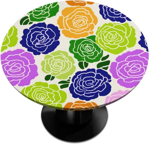 Miniatura 34 de Pardick - Mantel redondo de textura de mármol con borde elástico de mármol gris, pequeño mantel redondo, mantel circular lavable para decoración