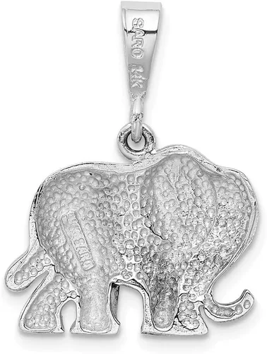 Miniatura 3 de Colgante de elefante de oro blanco sólido de 14 quilates (0,75 x 0,98 pulgadas)