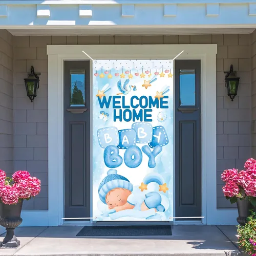 Miniatura 4 de Cartel de bienvenida a casa para puerta de bebé, baby shower, revelación de género, decoraciones para fiestas para niños, con texto en inglés "It's