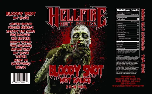 Miniatura 4 de Hellfire Hot Sauce Bloody Snot - Salsa picante de ajo gourmet con pimientos Carolina Reaper, 5 onzas premiada Premium, salsa gourmet a base