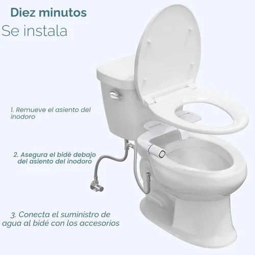 Miniatura 5 de BIGCOW - Accesorio de bidé ultrafino para inodoro, boquilla doble (lavado frontal y trasero), presión de agua fría ajustable y entrada de acero
