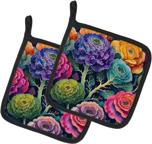 Miniatura 79 de Caroline's Treasures Juego de soportes para ollas de cocina coloridos de Asters, resistentes al calor, almohadillas calientes para cocinar, hornear