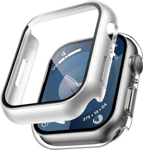 Miniatura 11 de TAURI - Juego de 2 carcasas rígidas para Apple Watch SE Series 6, 5, 4, 1.732 in (44mm), protector de pantalla integrado de cristal templado 9H, Azul