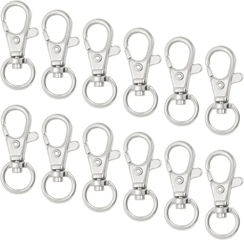 cnomg 50 piezas de cierres giratorios para lanyard con mosquetón, cnomg cierre giratorio de lanyard de metal con broche en forma de pinza de Plateado