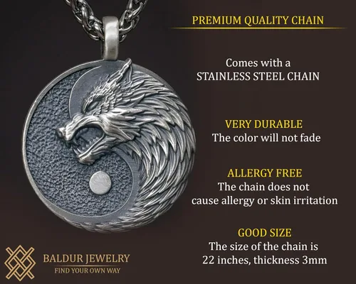 Miniatura 31 de Collar Yin Yang para hombre, joyería colgante de alta calidad de aspecto antiguo, regalos de Yin Yang, joyería vikinga para hombres