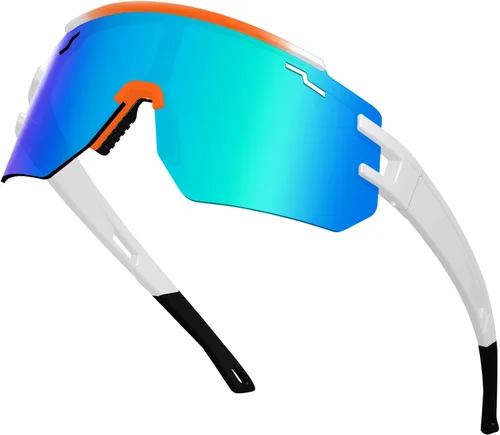 Gafas de sol polarizadas de béisbol para hombres y mujeres, gafas de sol deportivas UV400, softbol, correr, ciclismo, MTB Naranja&Azul
