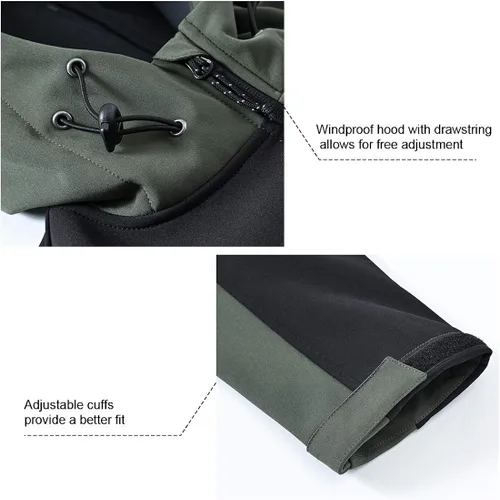Miniatura 5 de Gopune Chaqueta de senderismo Softshell para hombre con forro polar impermeable ligera con capucha
