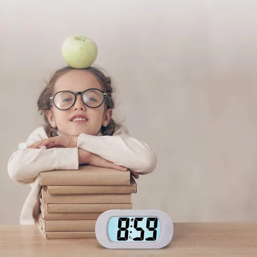 Miniatura 9 de Plumeet Reloj Despertador para Niños LCD Digital Grande Relojes Despertadores de Viaje con Repetición y Luz Nocturna - Sonido Ascendente