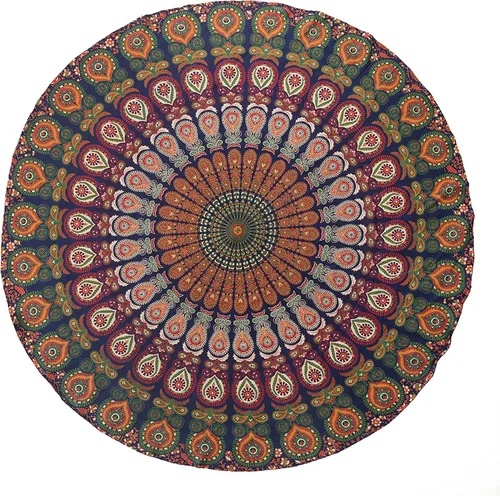 Miniatura 22 de Popular Handicrafts Juego de 2 tapices redondos para colgar en la pared, diseño de mandala hippie degradado, bohemio, hippy intrincado, mantel Morado