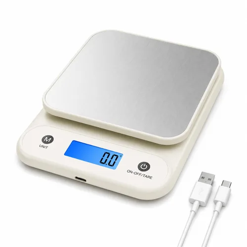 Báscula digital de alimentos para cocina, 11 libras, 0.1 oz, 11.0 lbs/0.00 oz, báscula de cocina para cocinar hornear, batería de litio integrada de