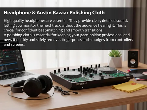 Miniatura 5 de Roland DJ-202 Paquete de controlador DJ con funda, auriculares y paño de pulido de Austin Bazaar