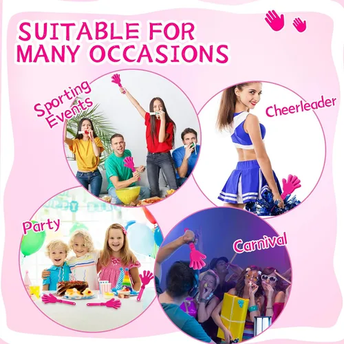 Miniatura 6 de 24 Piezas Aplaudidores de Mano Rosa Intenso de 7.5 Pulgadas Aplaudidores Generadores de Ruido Regalos de Fiesta Aplaudidor de Plástico para Eventos