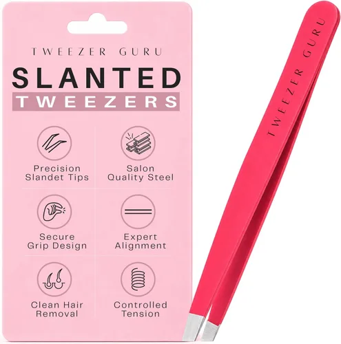 Miniatura 9 de Tweezer Guru Pinzas para el vello facial de mujeres y hombres, pinzas de precisión para cejas inclinadas para cabello encarnado, eliminación