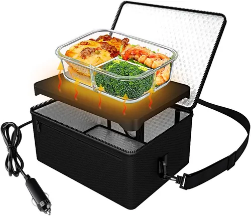 Horno portátil, calentador de alimentos para automóvil de 12 V, portátil, mini horno personal, lonchera eléctrica con calefacción para comidas y