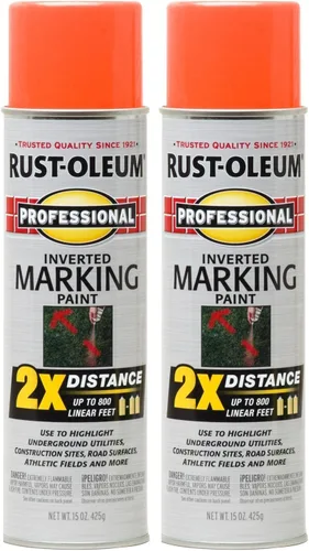 Miniatura 6 de Rust-Oleum 266579 Pintura en aerosol profesional de distancia 2X para marcado invertido, 15 onzas, naranja fluorescente