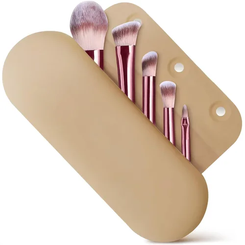 Soporte de silicona para brochas de maquillaje de viaje: elegante bolsa de maquillaje de silicona de 8.3 pulgadas, bolsa de maquillaje de viaje para