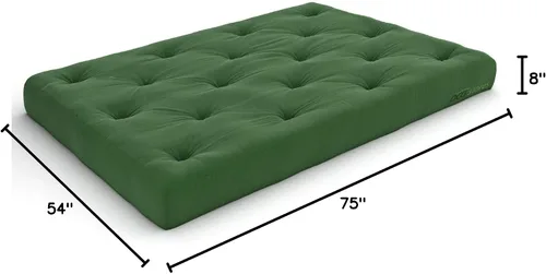 Miniatura 2 de Nirvana Futons Colchón de futón completo de felpa, cómodo de 8 pulgadas, sarga verde cazador, fabricado en Estados Unidos