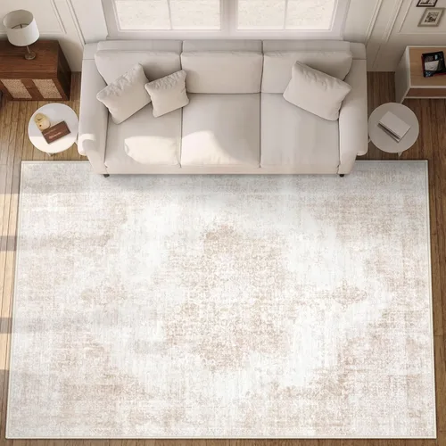 Miniatura 17 de Alfombra de área 9x12 pulgadas: grandes alfombras vintage lavables para sala de estar, alfombra retro con medallón, envejecida, suave, de pelo bajo