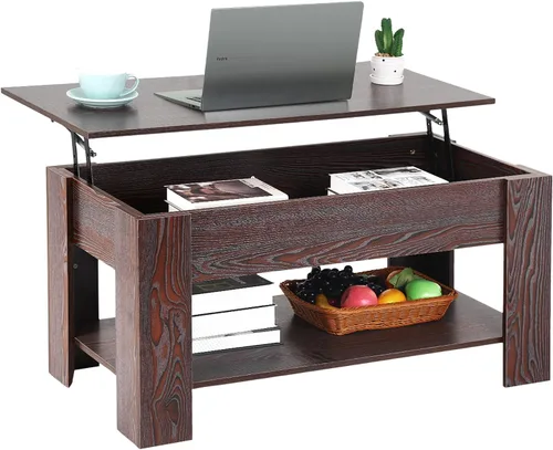 Miniatura 13 de PayLessHere Mesa de Centro con Tapa Elevable Mesas de Centro con Compartimento Oculto y Estante de Almacenamiento Tablero de Madera Elevable Mesa