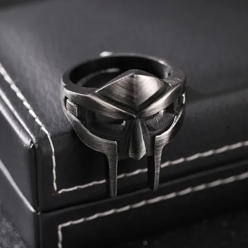 Miniatura 3 de DOOM - Anillo de máscara para hombre, estilo gladiador, anillo de acero inoxidable de titanio negro, Acero inoxidable Titanio Acero inoxidable