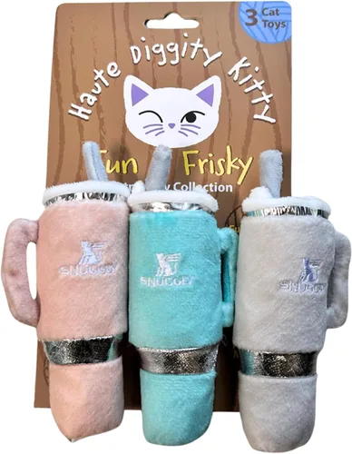Miniatura 11 de Haute Diggity Kitty Gatos Cinta Azul + Conjunto de Gatito Vaquero, Juguetes de Felpa para Gatos Rellenos de Hierba Gatera con Sonido Crujiente