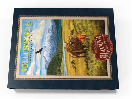 Miniatura 4 de MyPuzzle Yellowstone National Park - Bisons del valle de Hayden, póster de viaje vintage, rompecabezas prémium de 500 piezas para adultos