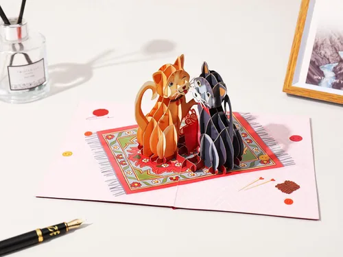 Miniatura 5 de Liif Love Cats Tarjeta de felicitación 3D para el día de San Valentín, tarjeta de cumpleaños de gato feliz, aniversario, pensando en ti, solo porque