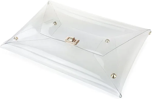 Miniatura 6 de HOXIS Bolso cruzado de PVC transparente de gran tamaño con cadena dorada para mujer