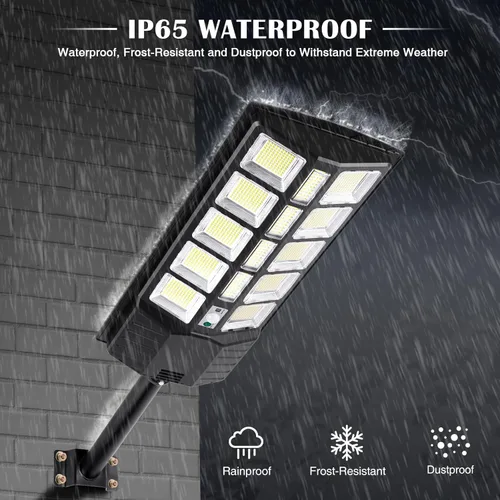 Miniatura 5 de ZJOJO Luz solar impermeable para exteriores, 30000 lúmenes, 1160 LED, luces de calle solares para exteriores del atardecer al amanecer, luz LED