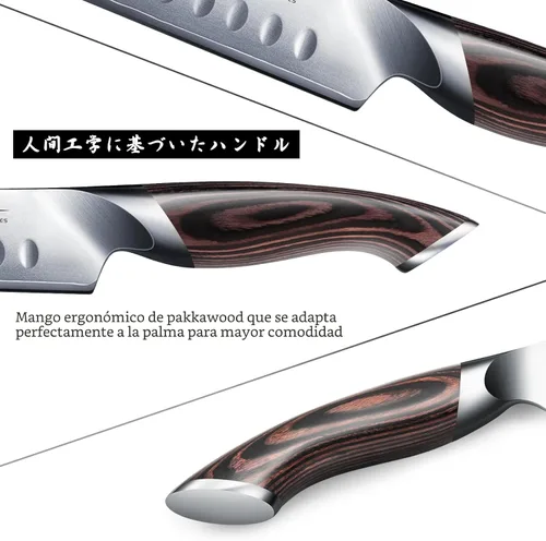 Miniatura 4 de HOSHANHO - Cuchillo de tallar de 12 pulgadas, cuchillo de corte de acero japonés de alto carbono con mango ergonómico de madera de Pakka, cuchillos