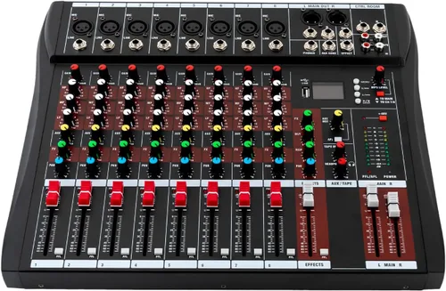 Miniatura 13 de Mezclador de audio Bluetooth Live Studio de 4 canales, pantalla LED, consola de mezcla USB profesional con ecualizador de 3 bandas, consola