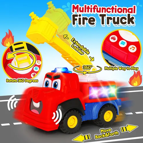 Miniatura 3 de Camión de Bomberos Interactivo y Hablador para Niños Pequeños de 1 a 3 años, Juguete Musical con Sirenas Realistas y Luces y Sonidos, Juguete