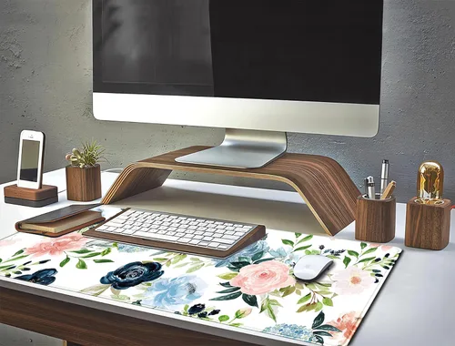 Miniatura 6 de Alfombrilla de escritorio verde para videojuegos, alfombrilla de mouse de escritorio, morado, azul, rosa, floral, grande, XL, grande, para teclado