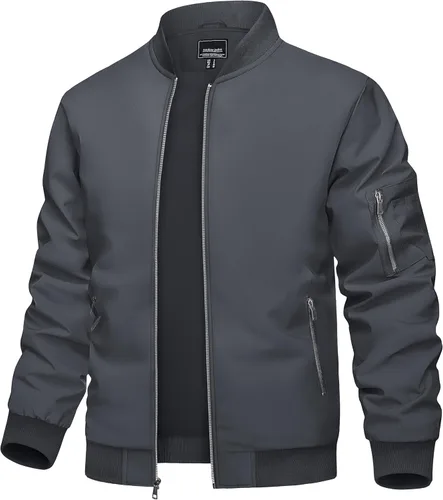 Miniatura 20 de TACVASEN Chaqueta bomber para hombre, ligera, casual, primavera, otoño, cortavientos, con cremallera y bolsillo