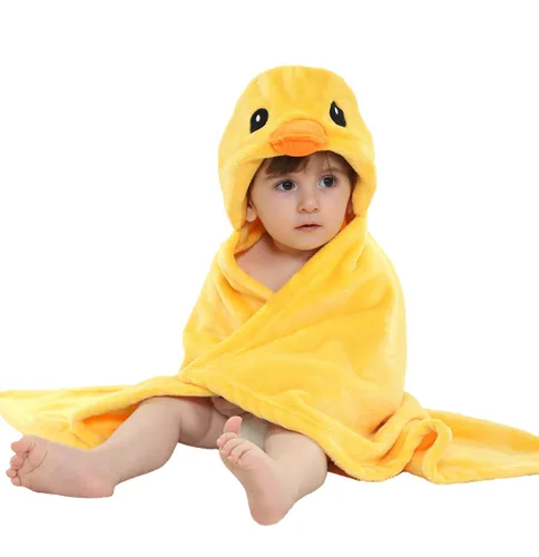 Miniatura 19 de TONWHAR Manta con capucha de cara de animal para bebés y niños de 0 a 4 años, manta de felpa para después del baño (conejo)
