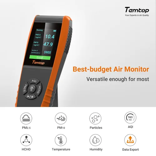 Miniatura 2 de Temtop Monitor de calidad del aire PM2.5 PM10 Contador de partículas, formaldehído, temperatura, humedad, TVOC AQI Tester para detección