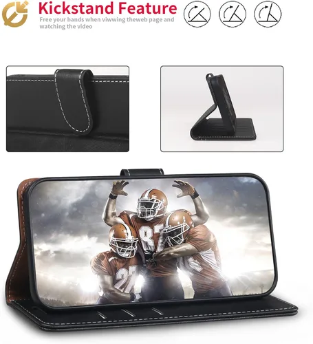 Miniatura 3 de Funda tipo cartera para iPhone 17 Pro, piel sintética, con bloqueo RFID, soporte magnético de TPU a prueba de golpes, compatible con iPhone 17 Pro