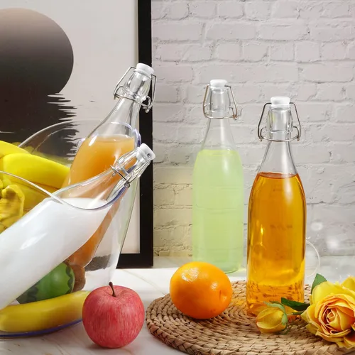 Miniatura 6 de Aoriher 12 botellas de vidrio con tapa oscilante de 25 onzas, botellas de vidrio de 25.4 fl oz con tapas blancas para elaboración casera, kombucha