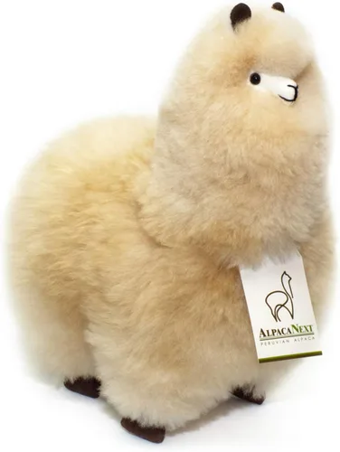 Miniatura 23 de Alpaca Animal de Peluche – 9 pulgadas. Linda Alpaca de Peluche Suave y Abrazable, Juguete de Alpaca de Peluche Hecho a Mano con Pelo Natural de Beige