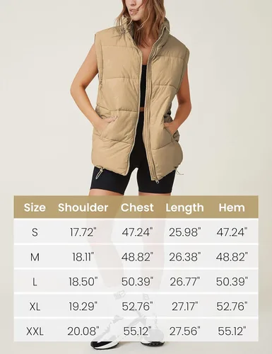 Miniatura 3 de Athlisan Chaleco acolchado con cremallera para mujer, cuello alto, sin mangas, con relleno