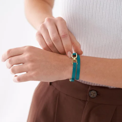 Miniatura 5 de Fossil - Pulsera de acero inoxidable y cuero genuino para mujer