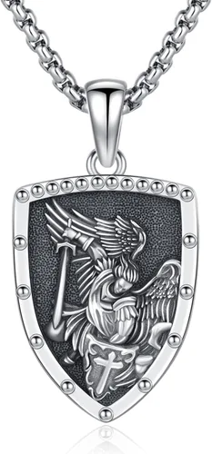 Miniatura 218 de Collar con colgante de plata de ley 925 con medalla de San Patrón, joyería religiosa para hombres y mujeres, con cadena de acero inoxidable 316L