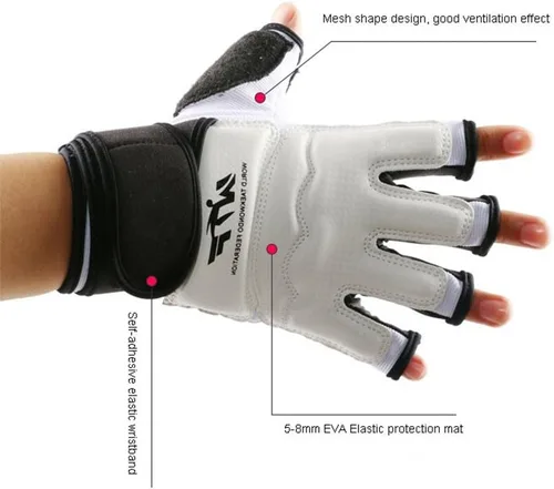 Miniatura 3 de Guantes de taekwondo para hombre y niños, saco de boxeo, artes marciales, artes marciales, artes marciales, lucha, grappling, Muay Thai, Blanco